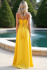 Load image into Gallery viewer, Yellow Strapless Sheath Long Bridesmaid Dress with Slit