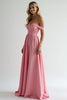 Load image into Gallery viewer, Pink Off the Shoulder A Line Long Satin Bridesmaid Dress