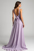 Load image into Gallery viewer, A Line Lilac V-Neck Long Chiffon Bridesmaid Dress