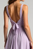 Load image into Gallery viewer, A Line Lilac V-Neck Long Chiffon Bridesmaid Dress