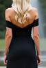 Load image into Gallery viewer, Black Off the Shoulder A Line Long Bridesmaid Dress