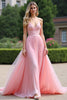 Load image into Gallery viewer, A Line V-Neck Pink Pleated Long Chiffon Bridesmaid Dress