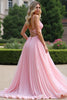 Load image into Gallery viewer, A Line V-Neck Pink Pleated Long Chiffon Bridesmaid Dress