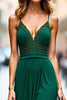 Load image into Gallery viewer, Dark Green Sheath Long Chiffon Bridesmaid Dress with Slit