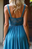 Load image into Gallery viewer, Dusty Blue A Line Long Chiffon Bridesmaid Dress with Lace