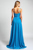 Load image into Gallery viewer, Blue Ruched A Line Chiffon Long Bridesmaid Dress