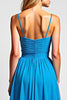 Load image into Gallery viewer, Blue Ruched A Line Chiffon Long Bridesmaid Dress