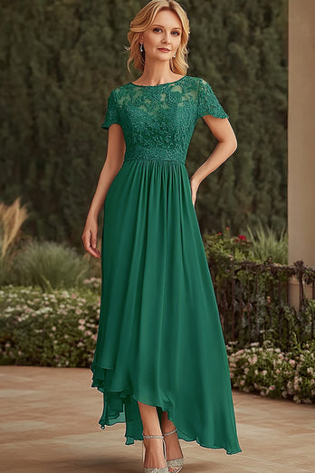 Dark Green A Line Long Mother of the Bride Dress with Appliques