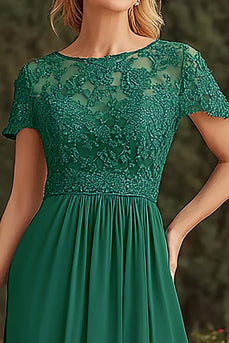 Dark Green A Line Long Mother of the Bride Dress with Appliques