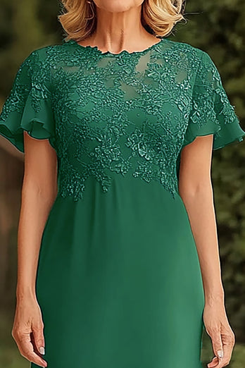 Dark Green Sheath Long Mother of the Bride Dress with Appliques