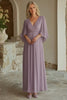 Load image into Gallery viewer, Lilac Sheath V-Neck Long Mother of the Bride Dress