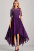 Load image into Gallery viewer, Plum Asymmetrical Mother of the Bride Dress with Appliques