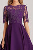 Load image into Gallery viewer, Plum Asymmetrical Mother of the Bride Dress with Appliques