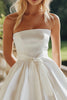 Load image into Gallery viewer, White Strapless A Line Graduation Dress with Bowknot