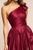 Load image into Gallery viewer, Burgundy A Line One Shoulder Long Prom Dress with Slit