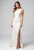 Load image into Gallery viewer, Ivory One Shoulder Sheath Long Rehearsal Dinner Dress