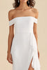 Load image into Gallery viewer, Square Neck White Sheath Asymmetrical Long Rehearsal Dinner Dress with Slit