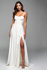 Load image into Gallery viewer, White Backless Ruched Long Rehearsal Dinner Dress with Slit