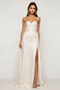 Load image into Gallery viewer, Ivory Strapless Satin Long Rehearsal Dinner Dress with Slit