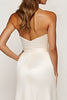 Load image into Gallery viewer, Ivory Strapless Satin Long Rehearsal Dinner Dress with Slit