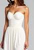 Load image into Gallery viewer, Sweetheart White Backless Ruched Long Rehearsal Dinner Dress