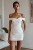 Load image into Gallery viewer, White Sheath Off the Shoulder Short Graduation Dress