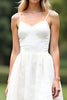 Load image into Gallery viewer, White A Line Spaghetti Straps Lace Short Graduation Dress