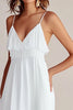 Load image into Gallery viewer, White V-Neck Flowy Graduation Dress with Slit