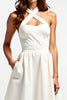 Load image into Gallery viewer, Ivory A Line Halter Cross Neck Graduation Dress