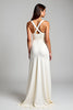 Load image into Gallery viewer, Ivory Sheath V-Neck Long Graduation Dress with Slit