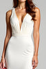 Load image into Gallery viewer, Ivory Sheath V-Neck Long Graduation Dress with Slit