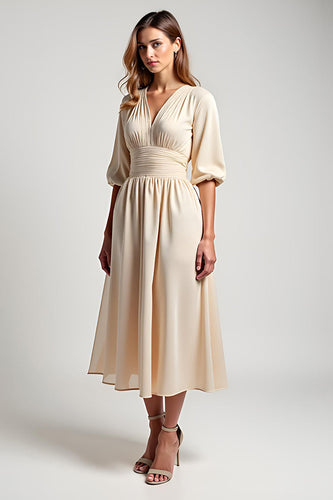 Chiffon Champagne A Line Long Mother of the Bride Dress