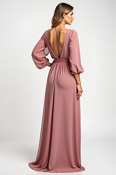 Blush A Line Round Neck Long Mother of the Bride Dress