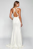 Load image into Gallery viewer, White Halter Sheath Satin Long Graduation Dress