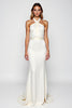 Load image into Gallery viewer, White Halter Mermaid Backless Long Graduation Dress