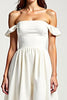 Load image into Gallery viewer, White Off the Shoulder A Line Chiffon High Low Graduation Dress