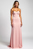 Load image into Gallery viewer, Sheath Pink Strapless Satin Long Bridesmaid Dress