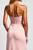 Load image into Gallery viewer, Sheath Pink Strapless Satin Long Bridesmaid Dress