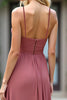 Load image into Gallery viewer, Dusty Rose A Line Ruched Chiffon Long Bridesmaid Dress with Slit