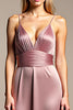 Load image into Gallery viewer, Dusty Rose A Line Ruched Satin Long Bridesmaid Dress