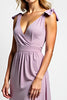 Load image into Gallery viewer, A Line Lilac Backless Chiffon Bowknot Long Bridesmaid Dress with Slit