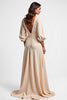 Load image into Gallery viewer, A Line Champagne V-Neck Ruched Long Mother of the Bride Dress