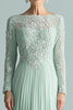 Load image into Gallery viewer, Mint Sheath Chiffon Mother of the Bride Dress with Long Sleeves