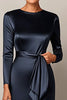 Load image into Gallery viewer, Elegant Navy Satin Sheath Mother of the Bride Dress