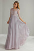 Load image into Gallery viewer, Silver Chiffon Mother of the Bride Dress with 3/4 Sleeves