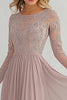 Load image into Gallery viewer, Dusty Rose Scoop A Line Mother of the Bride Dress with Sleeves