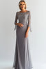 Load image into Gallery viewer, Chiffon Sheath Elegant Silver Mother of the Bride Dress