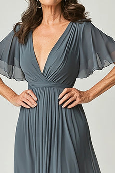 Twilight V-Neck Chiffon Flowy Mother of the Bride Dress