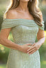 Load image into Gallery viewer, Sparkly Mint Off the Shoulder Sheath Mother of the Bride Dress