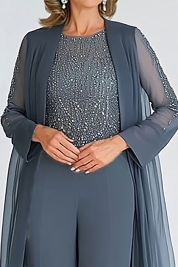 2 Piece Twilight Sparkly Chiffon Prom Jumpsuit with Jacket